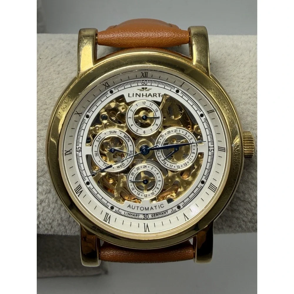 Linhart T21405 Working Automatic Mens Skeleton Watch 41MM 8